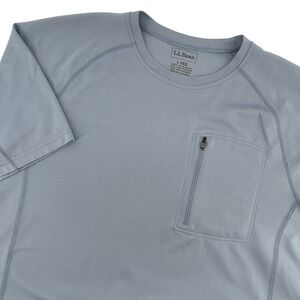 L.L.Bean Mens Tech Tee Shirt Raglan Sleeve Zip‎ Pocket Athletic Top Large